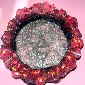 Resin art pink black and silver Use it as an ashtray coin holder jewelry holder